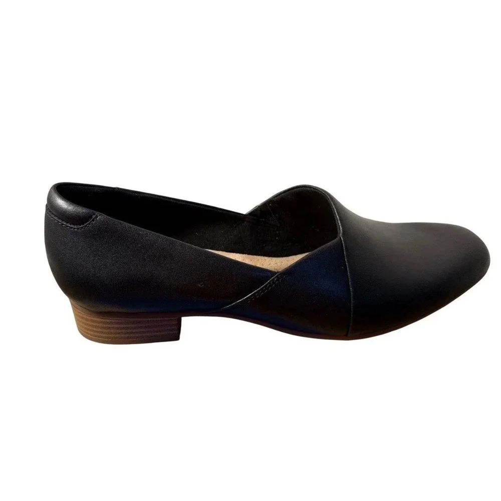 New Clarks Juliet Palm Black Leather Slip On Loafer Shoes Women 11 M